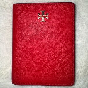 Tory Burch Red Saffiano Leather Small Wallet